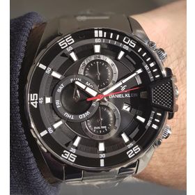 Daniel Klein 771090494 Çelik Bilezik Siyah Kadran Takvimli Erkek Kol Saati