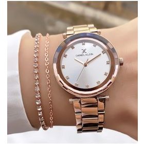 Daniel Klein D0PLK703144 Rose Gümüş Renk Kadın Kol Saati + Bileklik