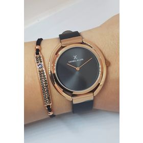 Daniel Klein DK12780ABH Bileklik Hediyeli Pudra Deri Kayışlı Kadın Kol Saati