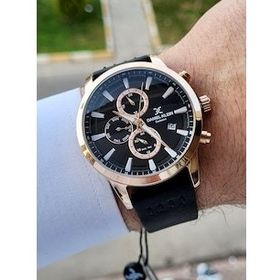 Daniel Klein DKIEIIO326-3 İç Göstergeleri Aktif Fonksiyonlu Kasası Rose Kordonu Siyah Renk Erkek Kol Saati