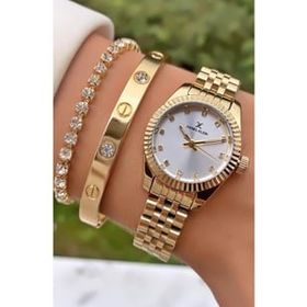 Daniel Klein MRD12375 Altın Renk Taşlı Kadın Kol Saati