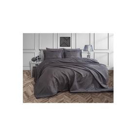 Dantela Justo Jakarlı Antrasit Çift Kişilik Yatak Örtüsü
