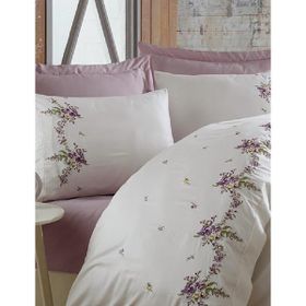 Dantela Nisa King Size Krem 220x240 cm Pamuk Saten Çift Kişilik Nevresim Takımı