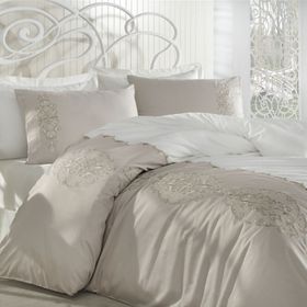 Dantela Vita Elegance Bej Çift Kişilik Nevresim Takımı