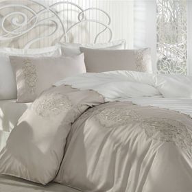 Dantela Vita Elegance Bej Çift Kişilik Nevresim Takımı