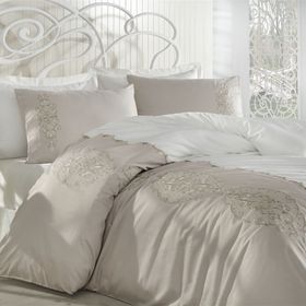 Dantela Vita Elegance Bej Çift Kişilik Nevresim Takımı