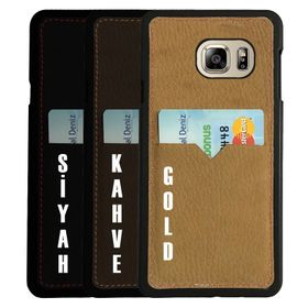 Daphne Samsung S7 G930 Deri V Kartlıklı Deri Arka Kapak Kılıf