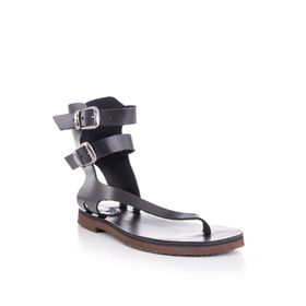 Daphne Sandals 2127 Siyah El Yapımı Hakiki Deri Kadın Sandalet