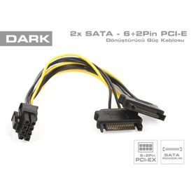 Dark 2x SATA 6+2Pin PCI-EX Dönüştürücü Güç Kablosu