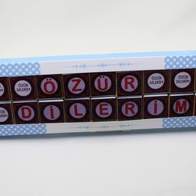 Dark Brown Chocolates & Confections 36 Adet Özür Dilerim Yazılı Bitter ve Sütlü Madlen Çikolata