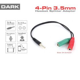 Dark DK-CB-AUC01 20 cm 3.5 mm Rca Stereo Ses Dönüştürücü Kablo