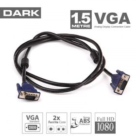 Dark DK-CB-VGA150 1.5 mt VGA Ferrit Core EMI RFI Filtreli 6 mm Çaplı VGA Kablo