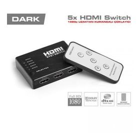 Dark DK-HD-SW4X1 Full HD 5 Giriş 1 Çıkış Uzaktan Kumandalı HDMI Switch