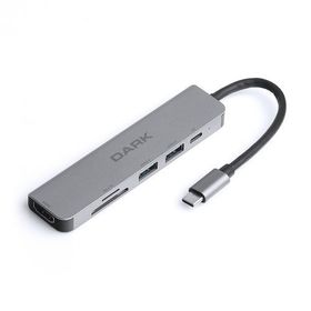 Dark USB 3.1 Type-C 6 in 1 HDMI-TF SD Kart Okuyucu-USB 3.0 USB 2.0-USB-C PD Dönüştürücü Çevirici HUB