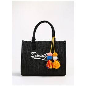 David Jones CM6674 Siyah Hasır 23x30x13 cm Kadın Omuz Çantası