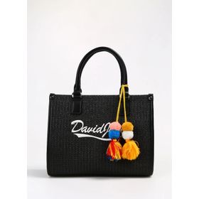 David Jones CM6674 Siyah Hasır 23x30x13 cm Kadın Omuz Çantası
