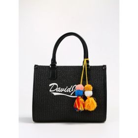 David Jones CM6674 Siyah Hasır 23x30x13 cm Kadın Omuz Çantası