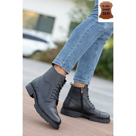 Daxtors D4002 Hakiki Deri Siyah Kışlık Erkek Bot
