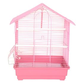 Dayang Pembe Pembe 35x28x46h cm İki Kapılı Çatılı Muhabbet Kuşu Kafesi