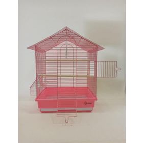 Dayang Pembe Pembe 35x28x46h cm İki Kapılı Çatılı Muhabbet Kuşu Kafesi