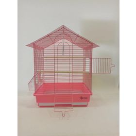 Dayang Pembe Pembe 35x28x46h cm İki Kapılı Çatılı Muhabbet Kuşu Kafesi