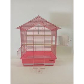 Dayang Pembe Pembe 35x28x46h cm İki Kapılı Çatılı Muhabbet Kuşu Kafesi