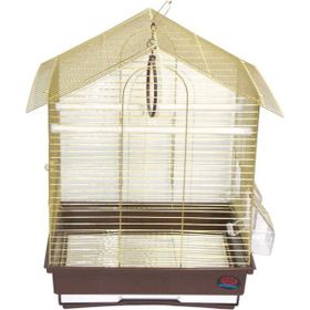 DaYang Pirinç 2 Kapı Çatılı 35x28x46 cm Muhabbet Kuşu Kafesi