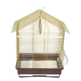 DaYang Pirinç 2 Kapı Çatılı 35x28x46 cm Muhabbet Kuşu Kafesi