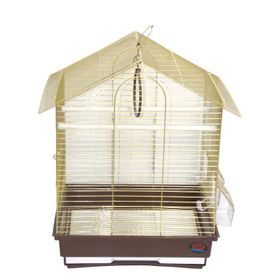 DaYang Pirinç 2 Kapı Çatılı 35x28x46 cm Muhabbet Kuşu Kafesi