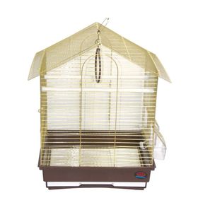 DaYang Pirinç 2 Kapı Çatılı 35x28x46 cm Muhabbet Kuşu Kafesi