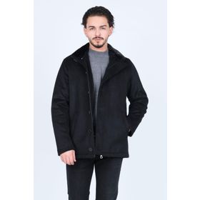 Daynax 4921600 Kürk Yaka Yün Siyah Erkek Kaban
