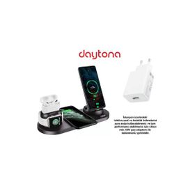 Daytona BW06-S Wireless iWatch Airpods iPhone Samsung Kablosuz Hızlı Şarj Standı & 18 W Adaptör