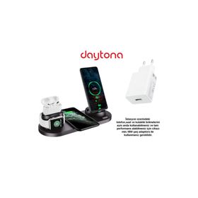 Daytona BW06-S Wireless iWatch Airpods iPhone Samsung Kablosuz Hızlı Şarj Standı & 18 W Adaptör