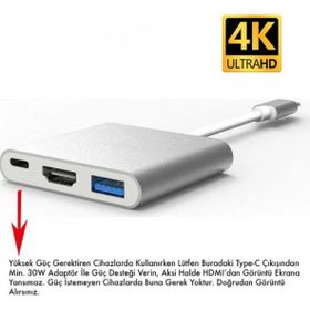 Daytona CF01 Macbook Uyumlu 4K Full HD 1080P Type C To 3 Portlu HDMI USB 3.0 PD Çevirici Hub Adaptör