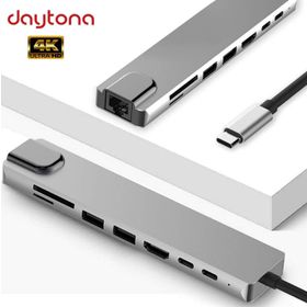 Daytona CF10 8 in 1 Type-C to 4K HDMI 1080P 2 Type-C 2 Usb 3.0 Ethernet Lan 2 SD Adaptör