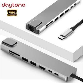 Daytona CF10 8 in 1 Type-C to 4K HDMI 1080P 2 Type-C 2 Usb 3.0 Ethernet Lan 2 SD Adaptör