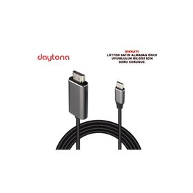 Daytona CH-01 Type-C to 4K Ultra Full HD HDMI Usb-C 2 m Tak Çalıştır Görüntü Aktarım Kablosu