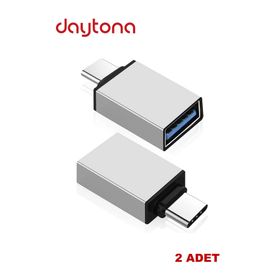 Daytona DR-01 Usb-C Tipi Type-C to USB Android Beyaz 2 Adet Konnektör OTG Çevirici