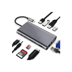 Daytona Fc31 11In1 Type-C Usb-C To 4-Usb3.0 4K Hdmı Vga 1000 Mbps Rj45 Pd Aux Sd Tf Kart Çevirici