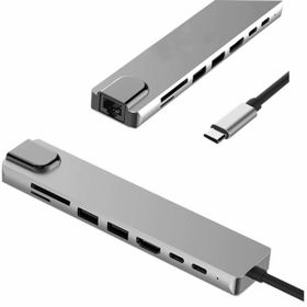 Daytona Fix Fc10 8 in 1 Type C to 2 Port Usb3.0 2 SD TF Hdmi Rj45 2PD Kablolu Adaptör