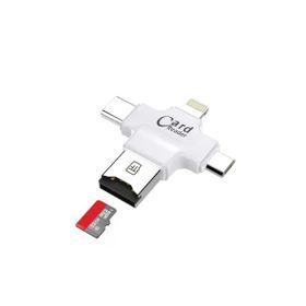 Daytona HC05 4 in 1 Type-C Lightning Usb-A Micro SD Beyaz Kart Okuyucu Adaptör
