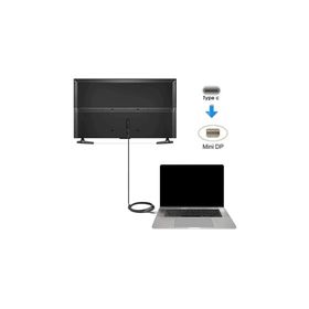 Daytona K-02E Type-C To Mini Display Port 4K Hd 1.8 mt Gri Görüntü Aktarım Kablosu