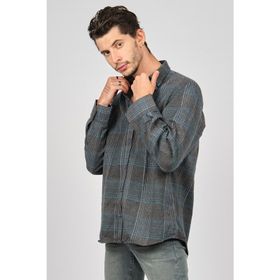 De Leone 0171103 Çizgili Uzun Kollu Yün Apre Füme Erkek Gömlek