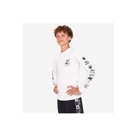 Decathlon 100 Beyaz Slim Fit Uzun Kollu UV Korumalı Çocuk T-Shirt