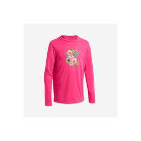 Decathlon 100 Pembe Desenli Slim Fit Uzun Kollu UV Korumalı Çocuk T-Shirt