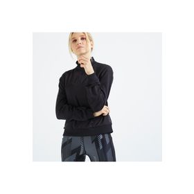 Decathlon 120 Fitness Karidyo Domyos Kadın Siyah Yarım Fermuar Sweatshirt