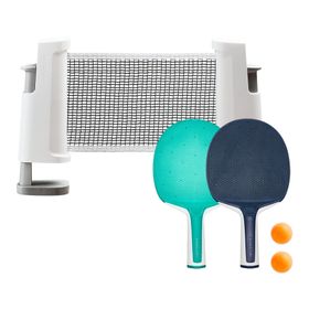 Decathlon 2 Raket 2 Top Beyaz Gri Pongori Rollnet Masa Tenisi Seti