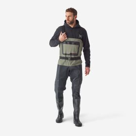 Decathlon 500 Caperlan Su Geçirmez Balıkçı Pvc Bej Siyah Tulum Çizmesi