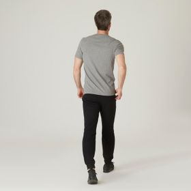 Decathlon 500 Fitness Hafif Antrenman Domyos Erkek Açık Gri Slim Spor T-Shirt