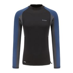 Decathlon 500 Slim Fit Uzun Kollu Uv Korumalı Siyah Mavi Erkek T-shirt